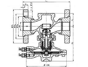 Чертеж Регулятор давления фланцевый RD122D Ду40 Ру25