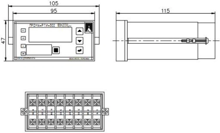 Контроллер температуры ПРОМА RTI-302-3-30 3 реле 30А 250В, 7А 250В, 7А 250В, функции - нагрев,охлаждение,охлаждение с подключением испарителя, IP54