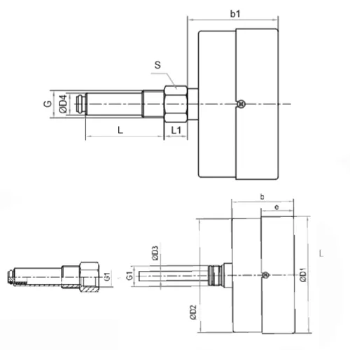 Термоманометр Росма ТМТБ-31Т.1 (0-120°C) (0-0,4MПa) G1/2 2,5, корпус 80мм, тип - ТМТБ-31T.1, длина клапана 46мм, до 120°С, осевое присоединение, 0-0,4MПa, резьба G1/2, класс точности 2.5