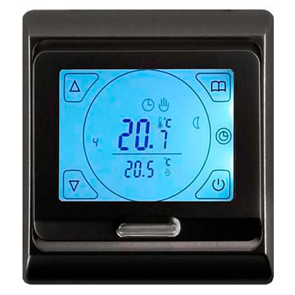 Терморегулятор для теплого пола Intermo E-203 электронный, программируемый, монтаж - скрытый, цвет - черный