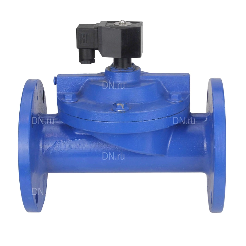Клапан электромагнитный соленоидный двухходовой DF-C Ду150, Ру8 пилотного действия (НЗ) фланцевый корпус - чугун, уплотнение - EPDM, с катушкой 24В