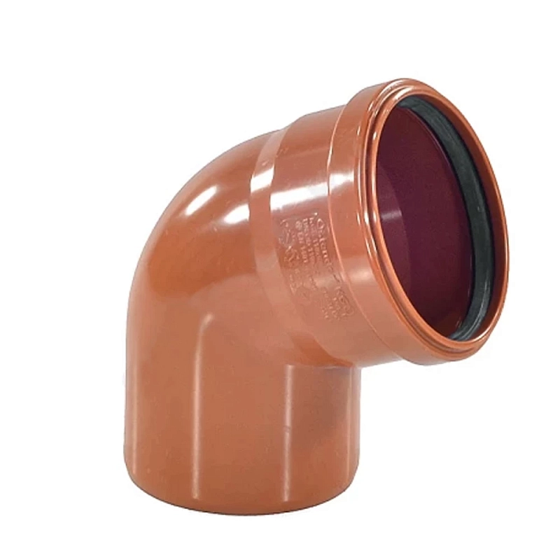 Отвод НПВХ Ostendorf Дн110 угол 67 градусов раструбный для наружной канализации, безнапорный, коричневый