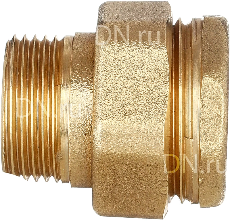 Американка БАЗ АП Ду15 Ру40 прямая, корпус — латунь ЛС59-1, резьба наружная